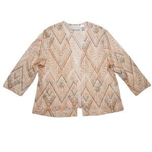 Alfred Dunner Sweater Womens Petite PL Pink Shrug Open Cardigan Semi Sheer